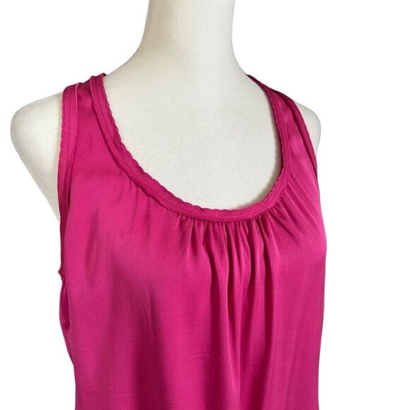 Trina Turk Silk Stretch Pink Racerback Scallop Trim Tank Top 298601 Size Medium - Picture 5 of 14